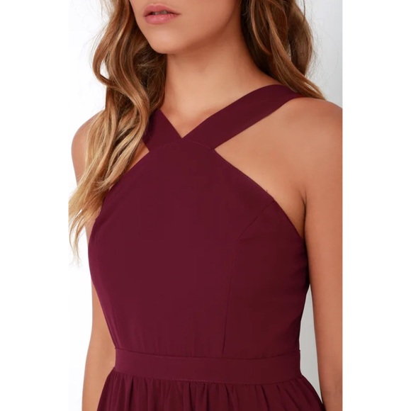 Lulus Air Of Romance Burgundy Maxi Dress S - Picture 8 of 12
